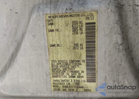 2014 Nissan Altima 2.5 S from USA, damaged, VIN 1N4AL3AP2EC139616